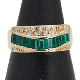 K18YG イエローゴールド エメラルド0.57ct ダイヤ0.08ct リング 指輪 レディース 9号 【中古】